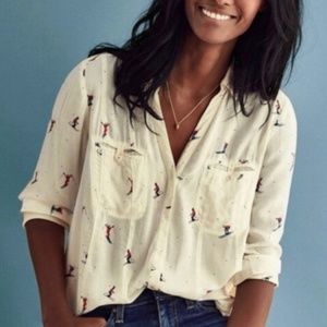 NWT Anthropologie Maeve Button Down Skier Blouse